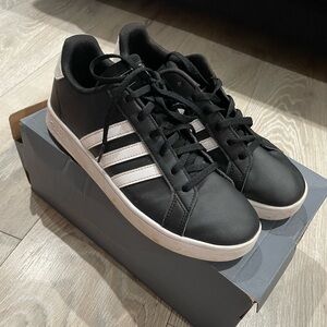Adidas black and white trainers